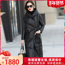 Silk Ti 2021 Italian Fashion Leather Down Jacket Womens Long Casual Hooded Sheepskin Leather F125
