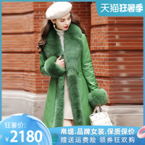 Botti 2020 new fox fur grass waist coat coat sheepskin coat medium-long leather down jacket female 2K