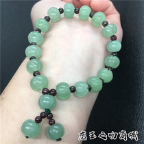 Natural green Tangling jade pumpkin jade single circle hand string female model Fu Gua retro literary design jewelry gift bracelet