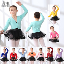 Autumn and winter girls side lace-up sweater pullover sweater children thick practice coat dance knitted shawl long sleeve