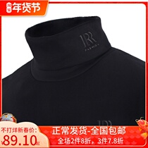Autumn and winter high collar bottoming shirt men's warm cotton sweater T-shirt plus velvet padded black long sleeve autumn tide coat