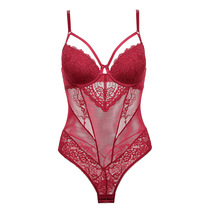 Style Sexy Lace Beauty Back Shapewear with small breasts for womens underwear on top of a breathable red bridal one-piece suit