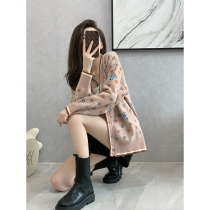 Autumn sweater coat womens 2021 New early autumn knitwear spring and autumn V collar high cardigan outside womens tide