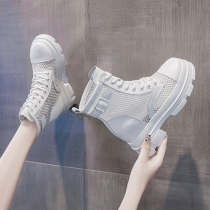 Thick Bottom White Short Boots Womens Shoes 2022 Summer New Pops Spring Autumn Single Boots Cool Thin inside heightening Martin boots