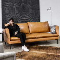 Nordic office sofa coffee table set simple modern office reception reception area leather business Leisure