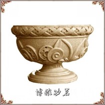 Sandstone relief sandstone flower pot Garden landscape decoration FRP sculpture twisted leaf flower pot Hotel image building decoration