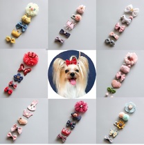 5-piece set pet headgear Yorkshire bow hair accessory dog Teddy hair clip cat accessories