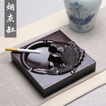 Ebony mahogany ashtray office living room Chinese personality retro solid wood quality trend multifunctional ashtray