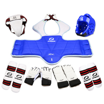 Jingpai Taekwondo protectors full set of childrens eight-piece head protection chest and leg guards Hand and Foot Guards