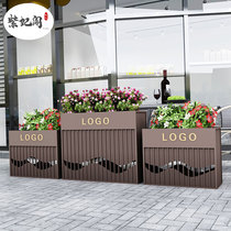 Outdoor wrought iron flower box combination community beautification flower trough courtyard rectangular large flower stand sales department restaurant partition
