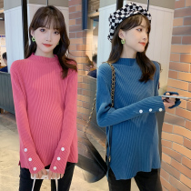 Fall winter pregnant women sweater wear loose semi-high collar knitted warm bottoming shirt thickened inside breast-feeding jacket