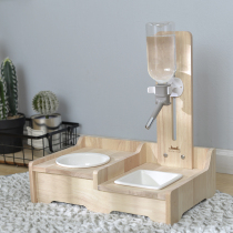 Puppy drinking fountain non-wet mouth artifact pet cat solid wood hanging vertical kettle automatic ball drinking water machine