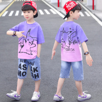Boys summer clothes suit 2022 new handsome young children Summer thin pieces Two sets of children Ocean Qi Tide summer