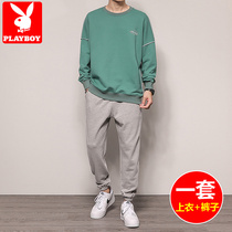 Playboy mens sweater spring and autumn loose trend casual trend brand Port wind ins mens wear a set of collocation