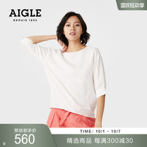 AIGLE Aigo JANNET women soft and refreshing breathable casual seven-cut sleeve shirt comfortable shirt