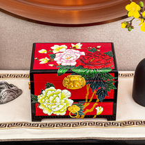 Pingyao lacquerware jewelry box retro jewelry three gold dowry storage box Chinese style high-end large capacity wedding gift
