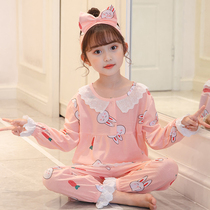 Childrens sleepwear women long sleeve cotton girls autumn Princess baby clothing suit autumn and winter Girl Big Boy