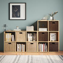 Bookshelves Shelve Shelve Imitation Solid Wood Plaid Cabinet Childrens Toy Containing Cabinet Dwarf Bookcase Partition Balcony Lockers