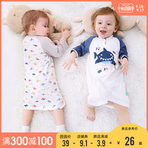 Childrens nightgown baby pajamas spring and autumn cotton baby Autumn thin boy boy nightgown long sleeve conjoined long