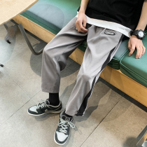 Hong Kong wind ins casual sweatpants mens autumn plus size loose ankle-length pants Tide brand summer couple straight wide leg pants