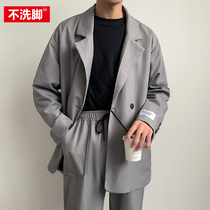 Fat Japanese high street small suit mens large size loose ins casual top Fashion brand handsome autumn suit jacket