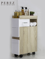 Bathroom side cabinet shelf gap narrow cabinet waterproof toilet storage rack toilet floor solid wood bathroom cabinet