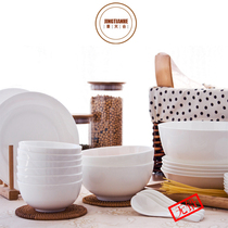 Jingdezhen household lead-free bone china 28 head pure white bowl plate dish tableware set ceramic wedding housewarming gift