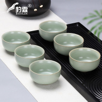 Ru kiln kung fu small tea cup ceramic tea cup tea bowl household tea cup Purple Sand Master Cup blue and white porcelain tea