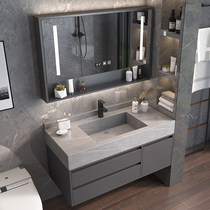 Rock plate one-body basin bathroom cabinet combination modern intelligent mirror cabinet toilet sink wash basin cabinet wash basin