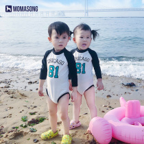 Childrens swimsuit girl little princess Korean girl long sleeve childrens beach sunscreen boy baby cute swimsuit