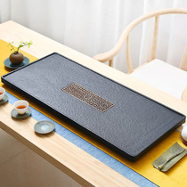 Natural black gold stone tea tray Household simple whole black gold stone head stone tea sea large tea table Kung Fu tea set holder