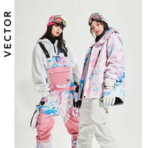 VECTOR ski clothes female niche veneer double board ski pants set men thick warm and waterproof full set of equipment