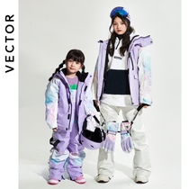 VECTOR childrens parent-child ski clothes mens and womens veneer double board ski pants waterproof set parent-child equipment