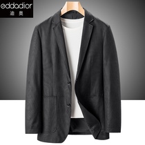 Diors new haute couture mens casual suit small suit jacket top mens deer leather velvet single western formal dress