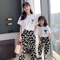 Pro-Zika Fried Street Suit Mother Womens Clothing Online Red Summer Short Sleeve T-Shirt Mother-son Foreign Air Mosquito 90% Pants Two sets