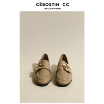 (ABS store)Loafers British style small leather shoes womens retro casual one-legged lazy flat shoes