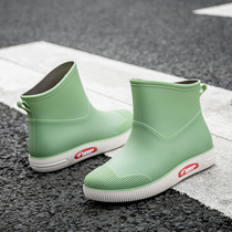 Water Shoes Women Waterproof Non-slip Rubber Boots New Fashion Outwear Rain Boots Kitchen Working Thick Underwear Short Cylinder Rain Shoes Women