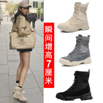 Outdoor hiking shoes inside heightened hiking desert shoes women 2021 Winter leather canvas vintage Wild Martin boots