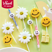 Yellow smiley flowers colorful macaron color candles net red with the same romantic birthday party dress up collection