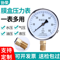 Shanghai Tianhu YE100 bellows pressure gauge 0-10 16 25 40 60KAP natural gas negative pressure gauge kPa gauge