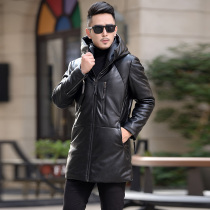 Winter New Haining Leather Dress Feather Costume Men Middle Sex Han Han Coat Young Han Edition Casual Coat