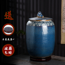 Jingdezhen ceramic rice jar with lid rice barrel sealed tea jar Chinese pumping bucket large oil cylinder water tank pickled vegetable jar
