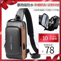 Multifunction mens chest bag password theft proof back single shoulder sport waterproof inclined satchel large capacity Cool Sports Car Locomotive Bag