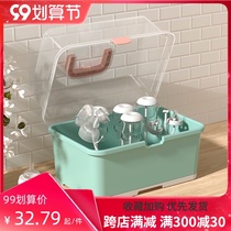 Baby bottle storage box with sliding lid large portable with lid dust drain drying rack baby bottle storage box