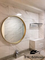 Wrought iron minimalist wooden round mirror bathroom mirror decorative makeup mirror dressing mirror Nordic