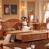 Indonesian rattan furniture real rattan bed rattan wood bed rattan art bed double man bed single bed single bed real vine 1 8 m bed