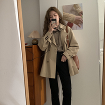 Khaki windbreaker womens 2021 autumn new British style double-breasted temperament short small thin jacket