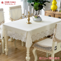 Imported rose PVC tablecloth waterproof tablecloth square rectangular plastic tablecloth European lace tablecloth