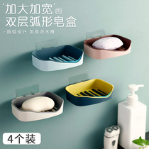 Soap box suction cup wall-mounted drain non-hole double-layer bathroom toilet portable soap rack soap box