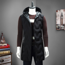 Winter mens down cotton vest long fattened plus size tide fat big winter hooded vest coat